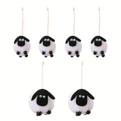 6pcs Lamb Decoration Pendant, 2 Large & 4 Small, Sheep Hanging Ornaments