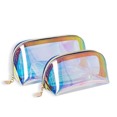Colorful Half Round Holographic Makeup Bag with Zipper