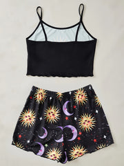 Sun & Moon Lounge Set Cami Top & Shorts Women's Loungewear