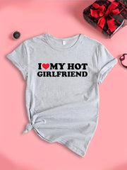Hot Boyfriend Love Letter Graphic Sports T-shirt