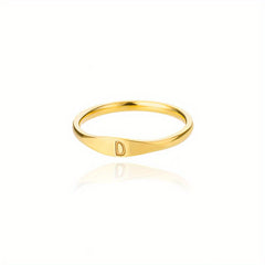 Golden & Platinum Stainless Steel Men's 26 Letters Carved Ring