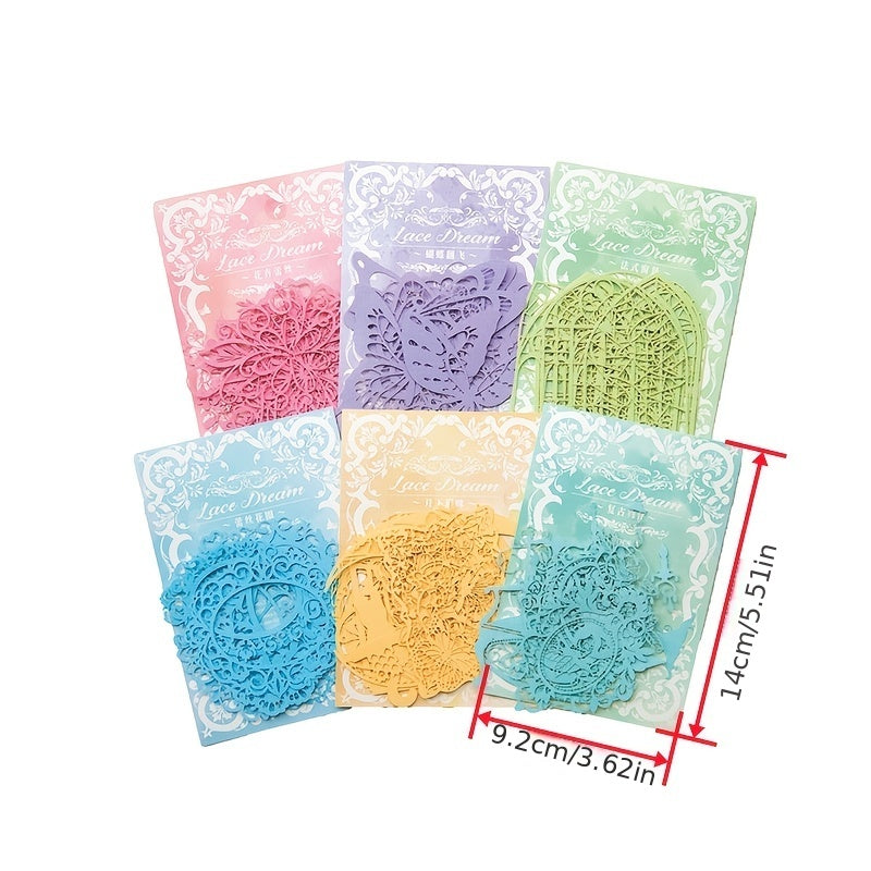 10pcs Lace Collection Journal Decorative Collage Hollow Paper Stickers Pack