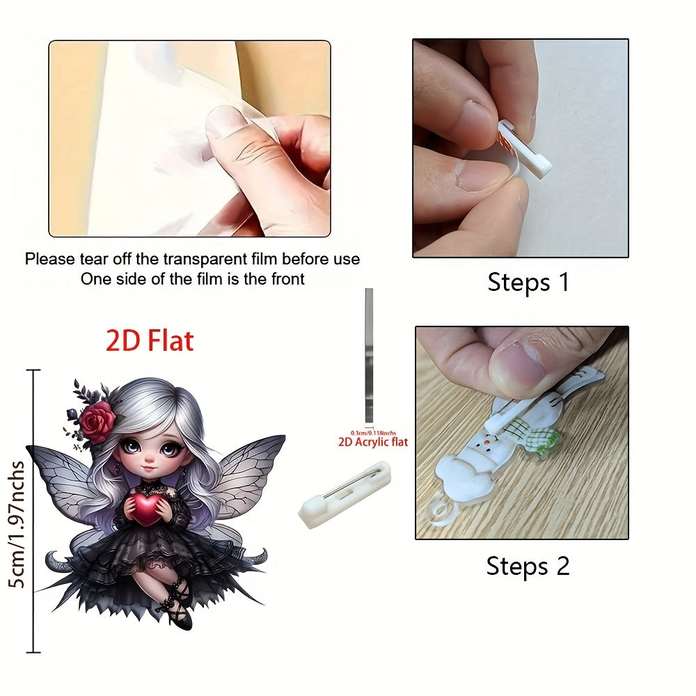 Gothic Angel Acrylic Brooch Pin DIY Accessory