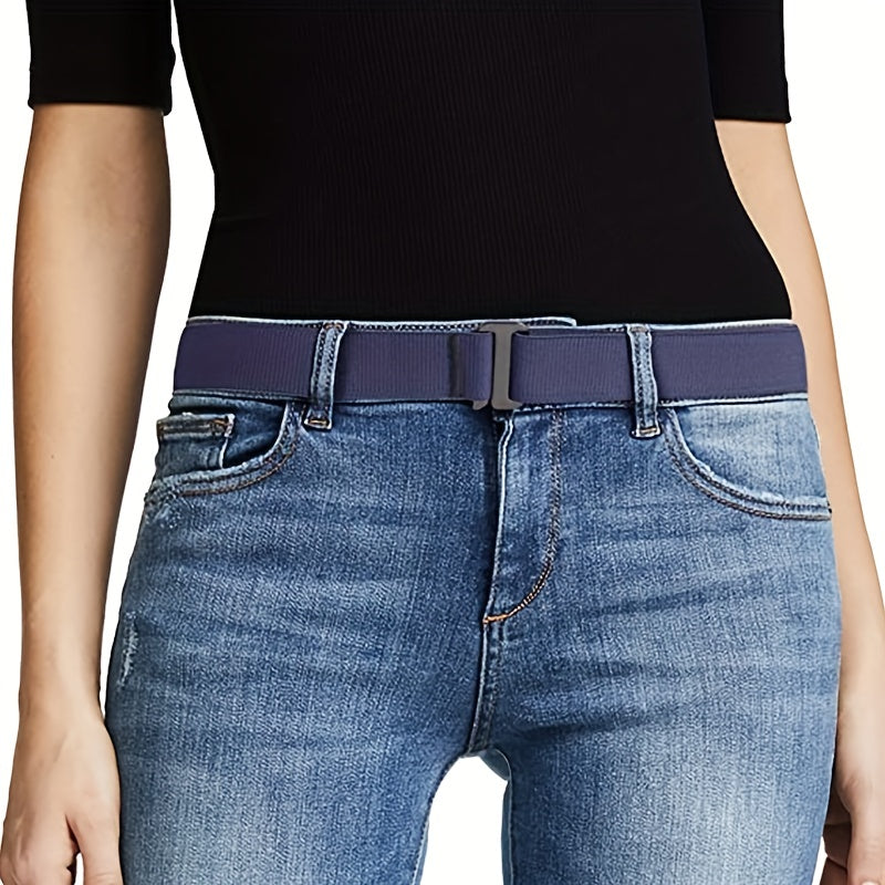 No Show Stretch Belt Invisible Elastic Web Strap Flat Buckle Jeans Pants Dresses
