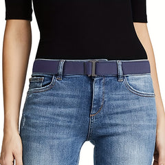 No Show Stretch Belt Invisible Elastic Web Strap Flat Buckle Jeans Pants Dresses