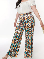  Geometric Print Wide Leg Pants
