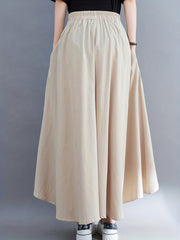 High Waist Wide Leg Pants Casual Elastic Solid Culottes Palazzo Pants