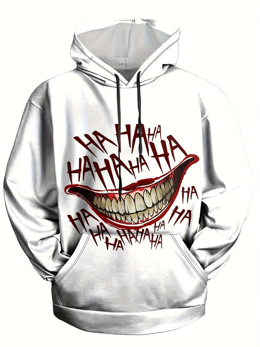 Smile Mouth Print Hoodies Graphic Hoodie Men