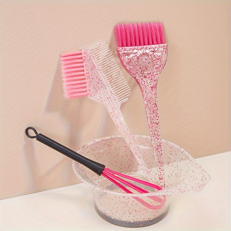 Hair Styling & Highlight Set: Dyeing Comb & Brush, Pearl Handle, Soft Bristles