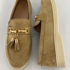 Women's Tassel Flat Loafers Slip On Shoes Comfy Micro Suede Casual Walking