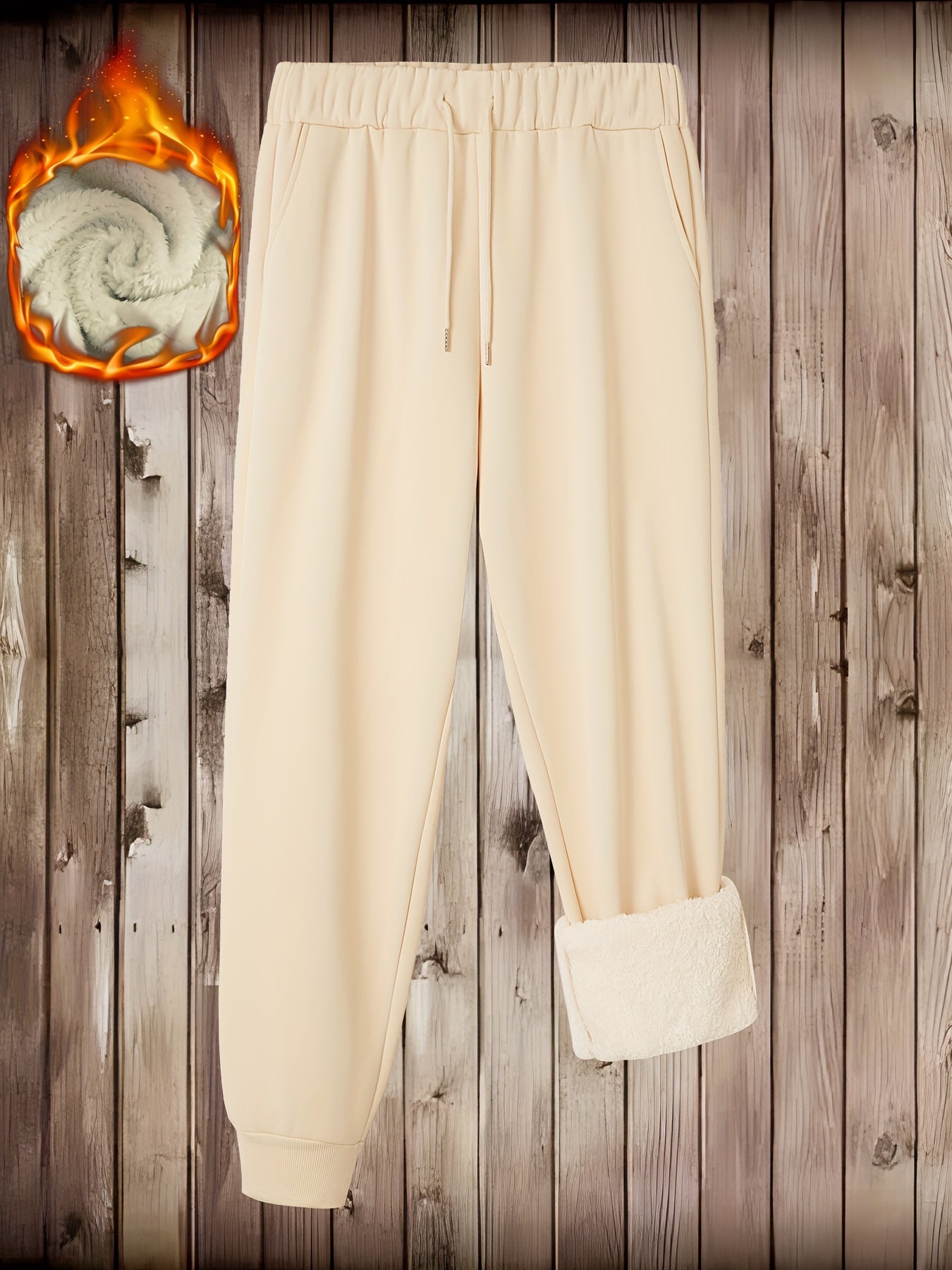  Solid Liner Fleece Joggers With Pockets