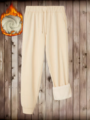  Solid Liner Fleece Joggers With Pockets