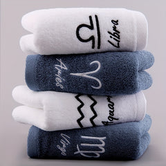 Soft Cotton Face Towel with Constellation Embroidery Pattern