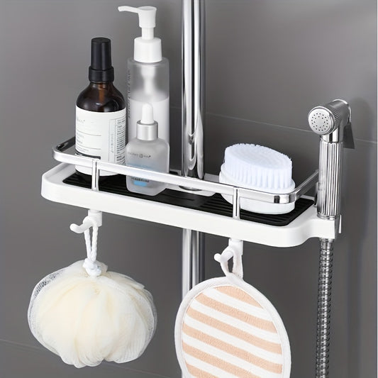 Shower Rod Storage Rack Bathroom Wall Shelf Toilet Hand Wash Pool Shelves