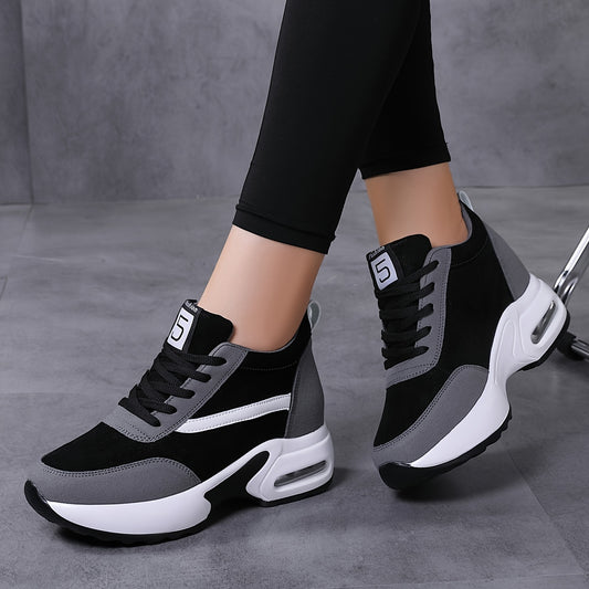 Chunky Lace-up Platform Sneakers with Hidden Heel