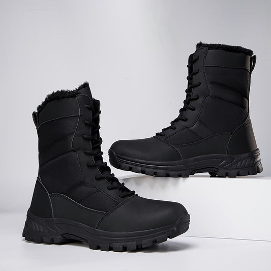 Men's Plush Lined Military Style High Top Boots