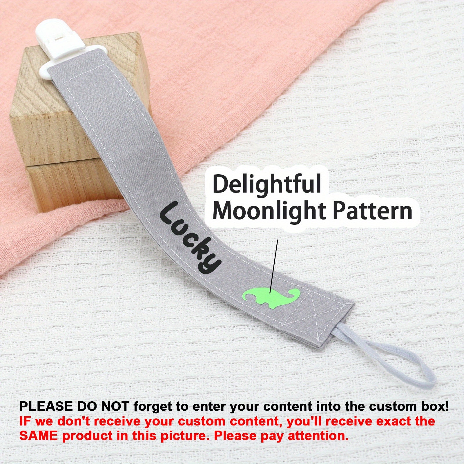 Personalized Cotton Pacifier Clip with Baby Name