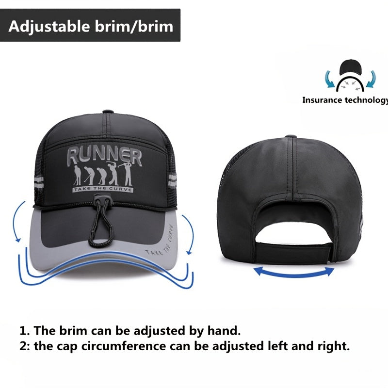 Men's Sunshade Fishing Hat with Long Eaves, Windproof Rope