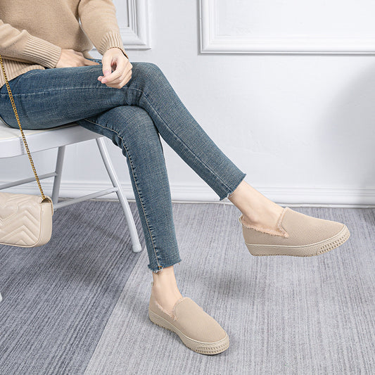 Women's Plush Lined Flat Loafers Soft & Warm Slip On Shoes
