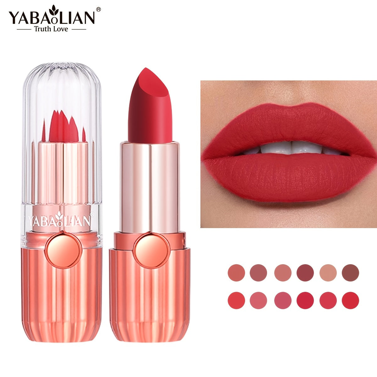 12-Color Long-Lasting Nude Matte Lipstick Set in Classic Red and Brown Shades