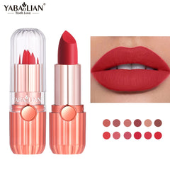 12-Color Long-Lasting Nude Matte Lipstick Set in Classic Red and Brown Shades