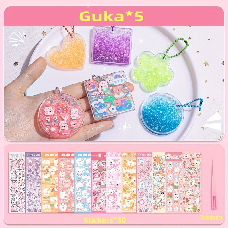 Special Shaped Quicksand Guka Set Stickers Diy Toys Transparent