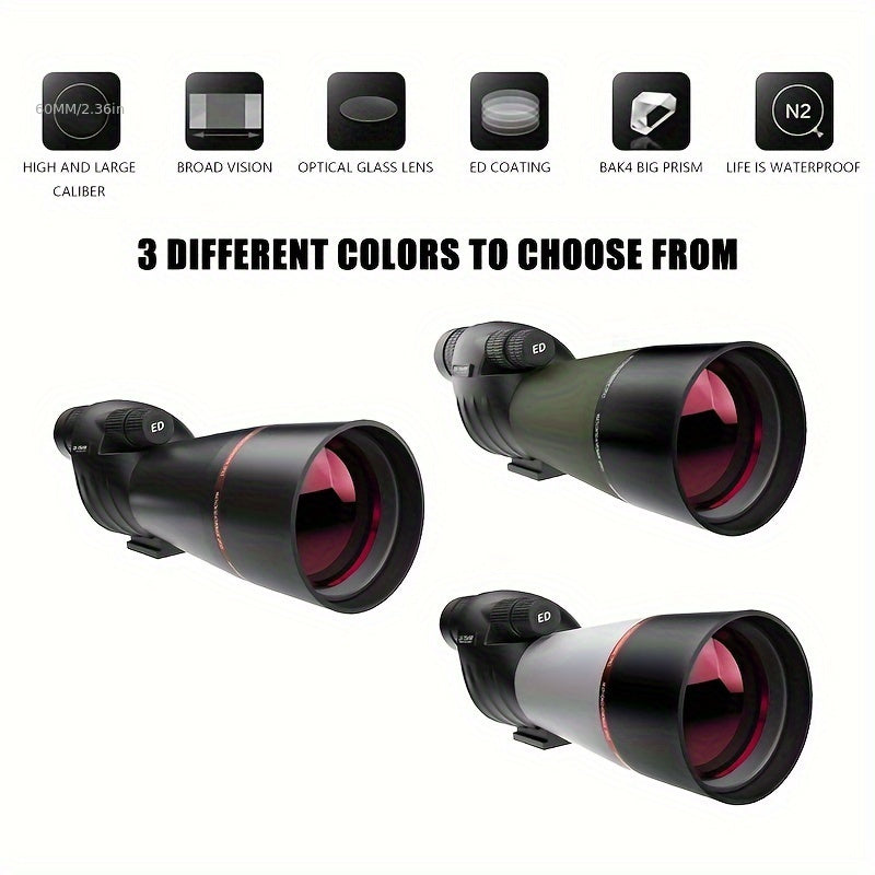 High Power Bird Watching Monocular Telescope 25-75X60