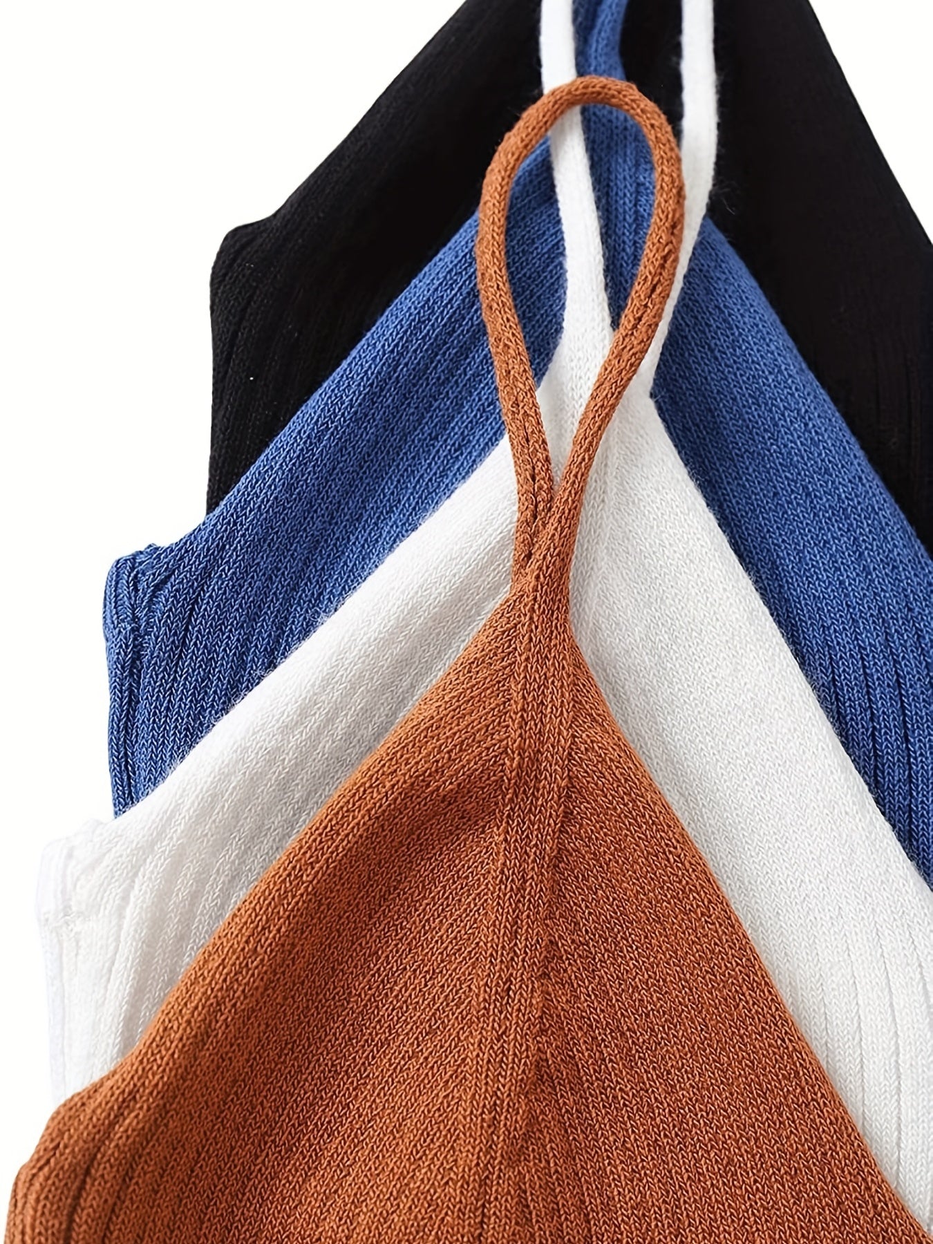 Ribbed Solid Cami Top 4 Pack Sexy V Neck Sleeveless Women's Clothing