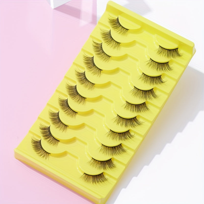 10 Pairs Cat Look Eyelashes Wispy Cross Eye Lashes 15mm