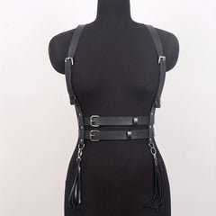  Harness Belt PU Leather Tassel Body Chest Belt Women Punk