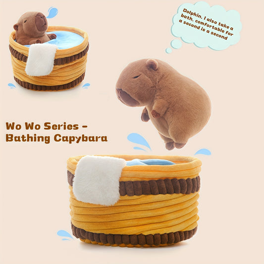 Bathing Capybara Plush Toy & Fluffy Water Rat with Towel