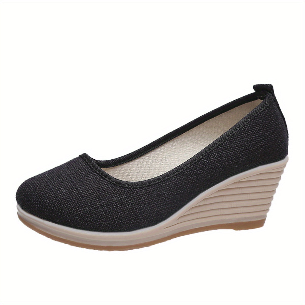 Women's Mesh Wedge Shoes Soft Sole Slip On Linen Heels