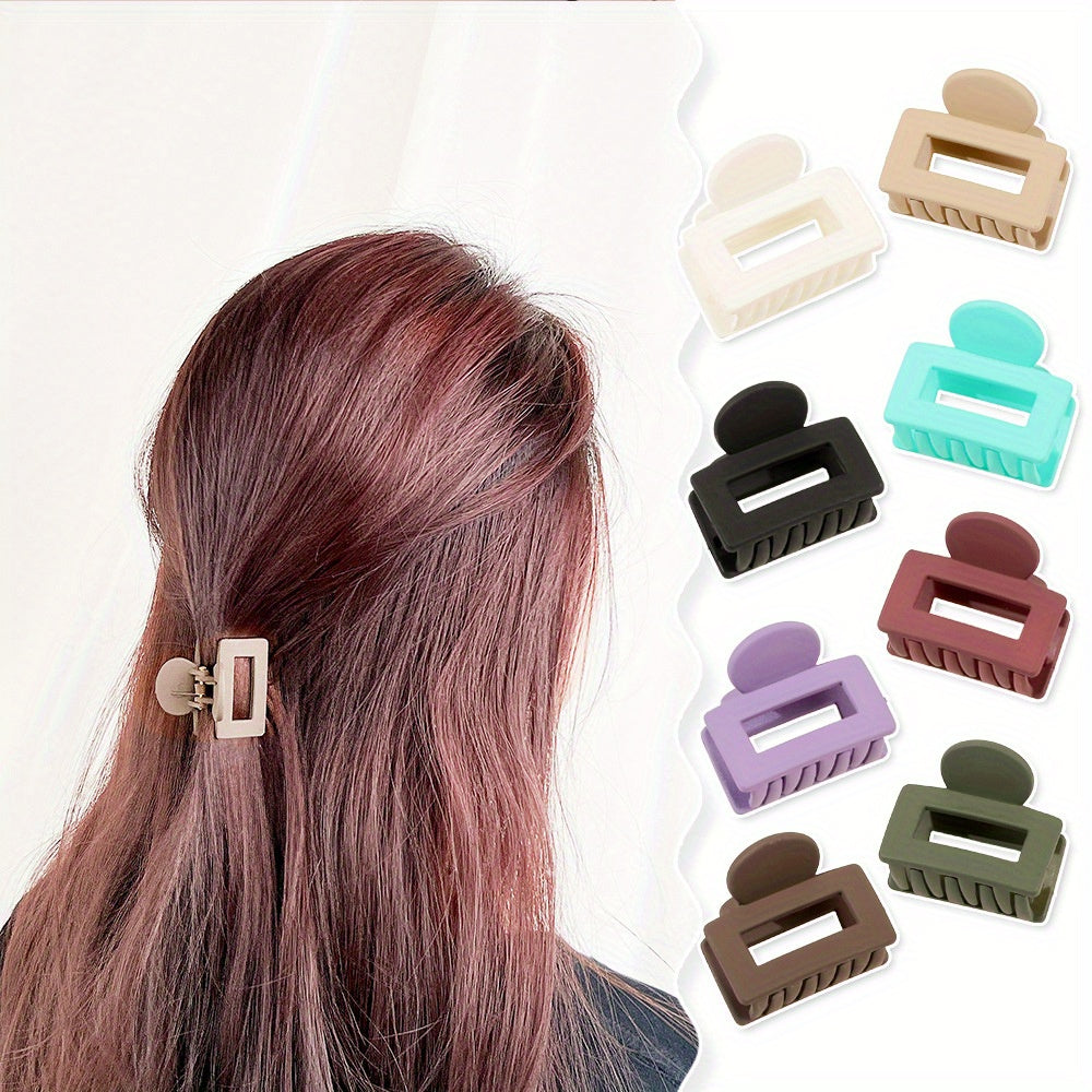 8pcs Frosted Square Hair Claw Mini Hair Clip Solid Hair Accessory