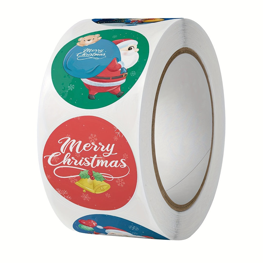 500pcs Christmas Decorative Gift Stickers - 8 Patterns Self-adhesive Labels