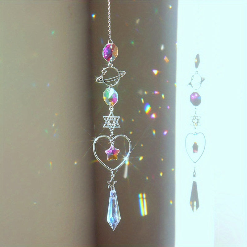 Moon Crystal Pendant Stained Glass Window Hanging