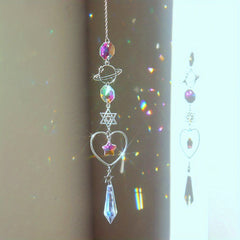 Moon Crystal Pendant Stained Glass Window Hanging