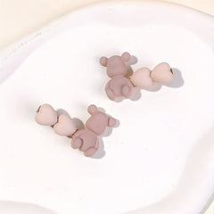 Resin Bear Heart Decor Hair Clip, Cute Cartoon Design