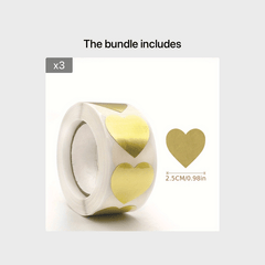 500pcs Heart Shaped 'Thank You' Stickers for Crafting