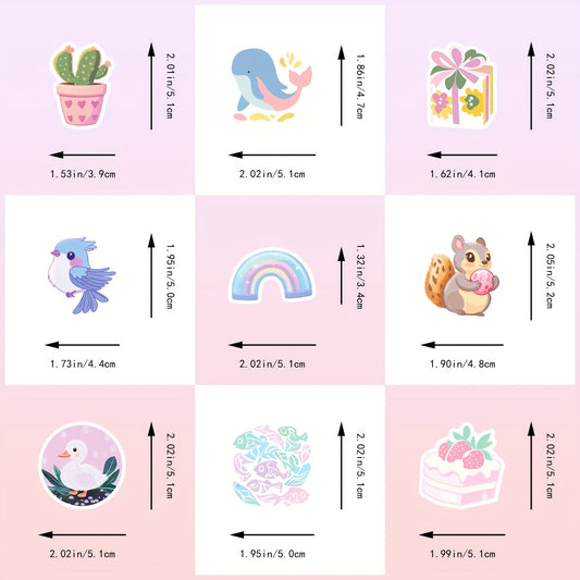 50pcs Spring Pastel Flower & Animal Stickers for Teens