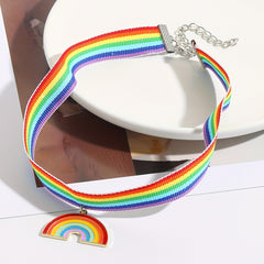 LGBT Rainbow Pendant Necklace for Women Chocker Pride Month Gift