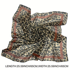 Leopard Print Square Scarf Chiffon Shawl Head Wrap Outdoor Windproof Beach Towel