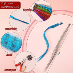 Colorful Feather Crochet Hair Extensions Synthetic Hair Pieces