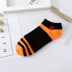 5 Pairs Striped Sports Socks Soft & Lightweight Ankle Socks Women's Stockings