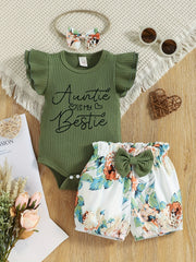 Baby Girls Auntie Is My Bestie Ruffle Onesie Set