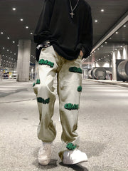 Embroidered Jeans Loose Fit Towel Embroidery Men's Denim Pants