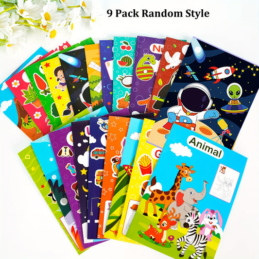 18pcs Mini Coloring Book Set Assorted Themes Paper Craft Kits for Drawing