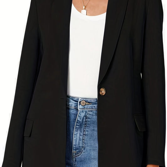 Solid Open Front Blazer Lapel Long Sleeve Blazer