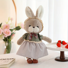 Couple Rabbit Plush Toys Stuffed Animals Red & White Outfits Bunny Ears Bow Tie