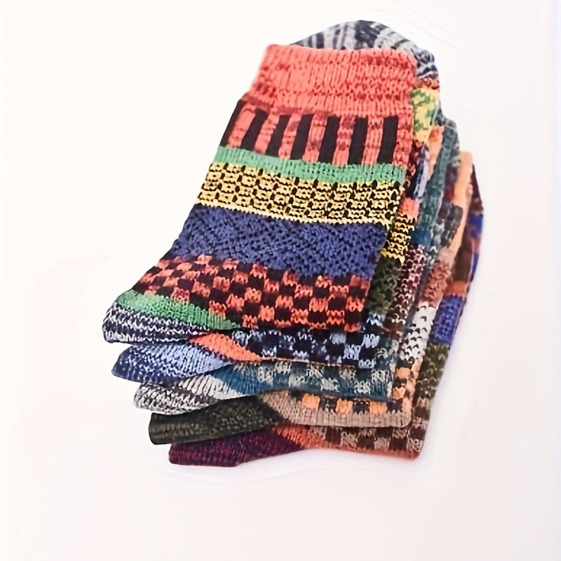 5 Pairs Winter Warm Socks Casual Knit Socks Outdoor Socks Thick Warm Socks