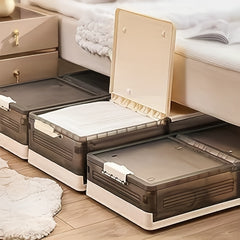 Under Bed Storage Box With Wheels Flat Folding Clothes Organizer